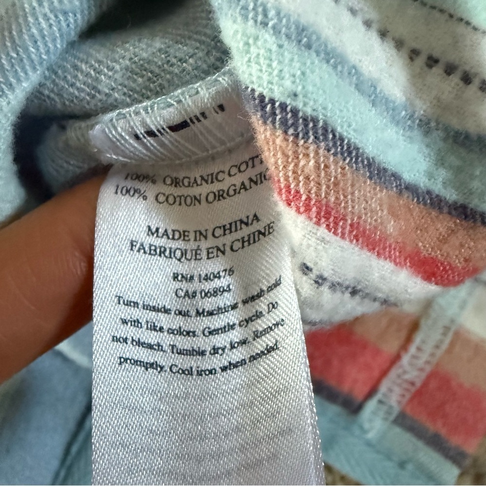 Faherty Baja Poncho sweater pullover hood stripe blue organic cotton medium - Picture 10 of 12